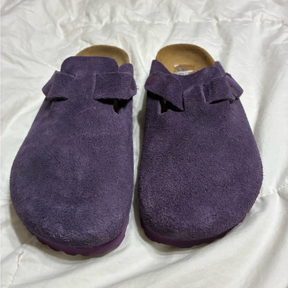 Birkenstock Purple Suede Slip-on Clogs